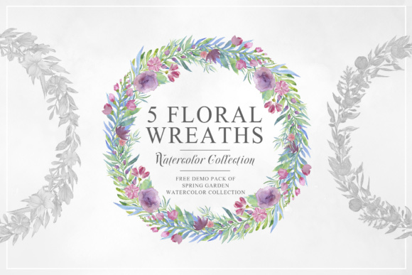 Five Floral Watercolor Wreaths: A Versatile Digital Design Resource