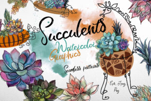 Succulents Watercolor Graphics: Creative Design Resources
