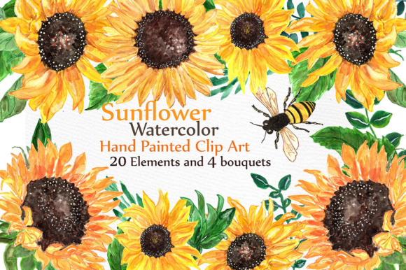 Sunflower Watercolor Clip Art for Creative Projects