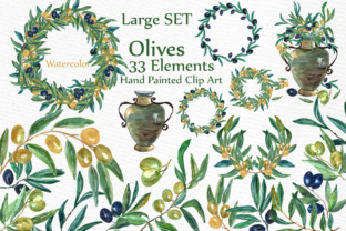 Watercolor Olive Clip Art Set: A Versatile Design Resource for Creative Professionals