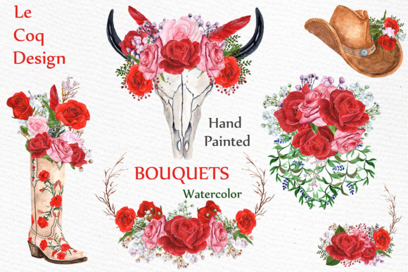 Watercolor Roses Bouquets Clipart for Creative Projects